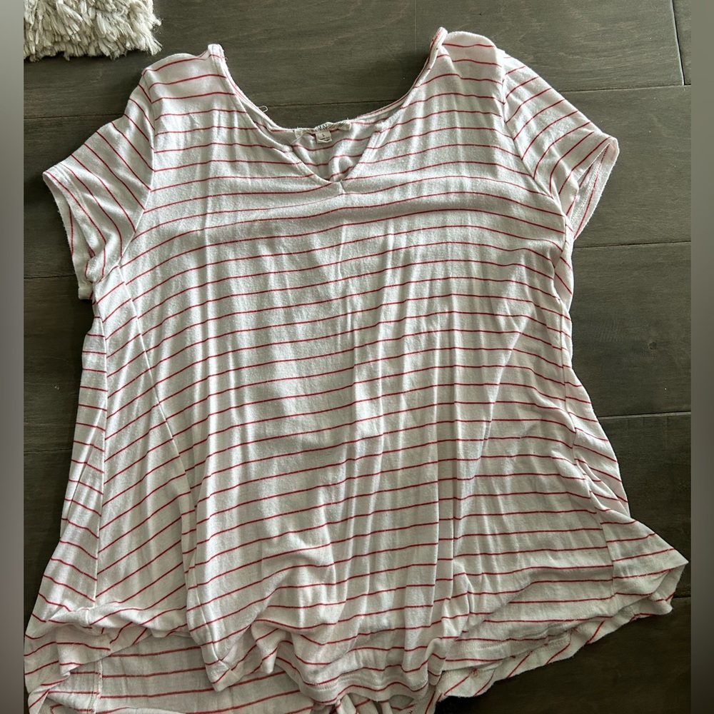 Pink rose striped tee